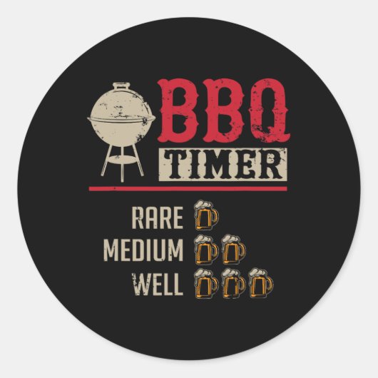 面白いBBQ肉料理タイマービールグリルシェフRbecu ラウンドシール (正面)