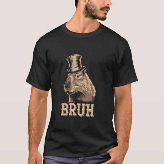 面白いBruhの格言 面白いカピバラのミーム サーカズム キャップ Tシャツ (正面)