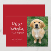 面白いDear Santa I Can Explain ペット写真 シーズンカード (正面/裏面)