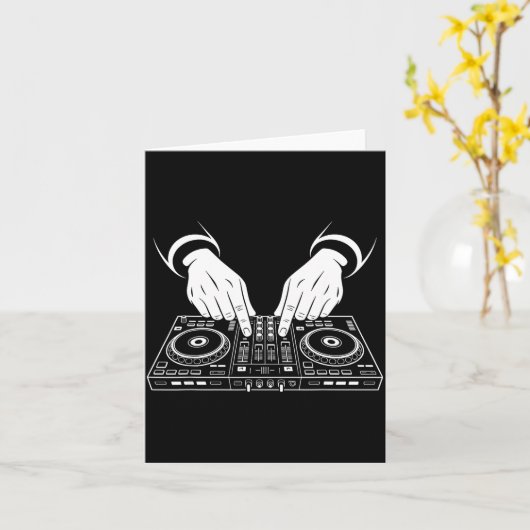 面白いDJアート メンズ レディース ミュージックプロデューサー ディスクジョッキー カード (黄色い花)