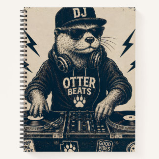 面白いDJ動物ビンテージEDMターンテーブルイラスト ノートブック