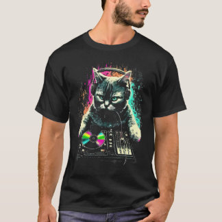 面白いDJ猫がフェリンのグルーヴをスピンする Tシャツ