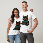 面白いDJ 黒猫 Tシャツ (ユニセックス)