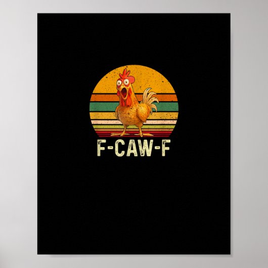 面白いF-Caw-FチキンTシャツ F-Caw-Fチキン ビンテージ ポスター (正面)