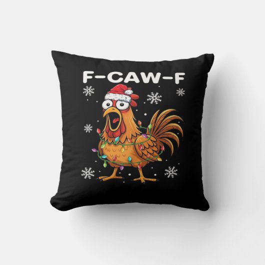 面白いF-Caw-F クリスマスチキンクラシック クッション (正面)