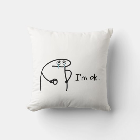 面白いFlork「私は大丈夫です」Tシャツ クッション (正面)