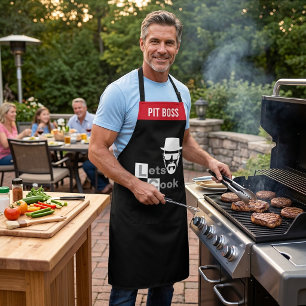 面白いLet's Cook BBQエプロン メンズグリルマスターギフト エプロン