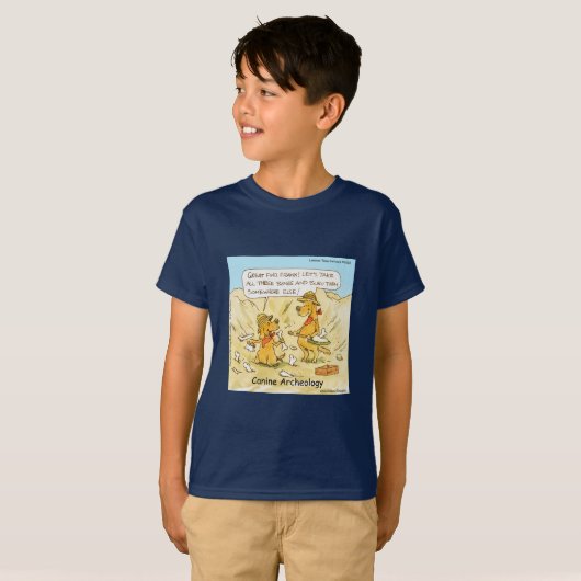面白いLTCartoonsの犬考古学コミック Tシャツ (正面フル)