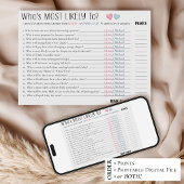 面白いMost Likely To カップルベビーシャワーゲームカード 招待状