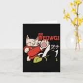 面白いMr+Meowgi空手猫デザイン メンズ レディース カード (黄色い花)