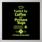 面白いPython開発者 - コーヒーのバグで動く ポスター (正面)