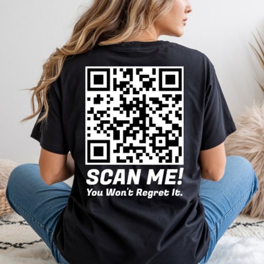 面白いQRスキャンして!面白い後悔ジョーク Tシャツ