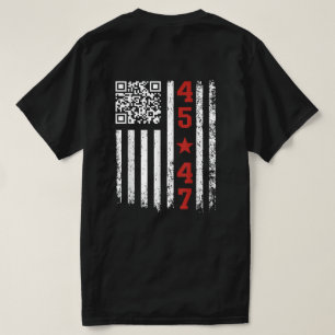 面白いQRトランプ大統領45/47トランプダンスコード Tシャツ
