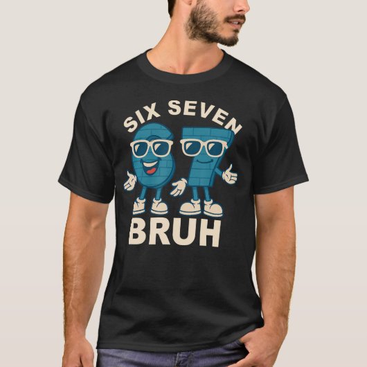 面白いSix Seven Bruh Brainrot メメギフト 男性向け Tシャツ (正面)