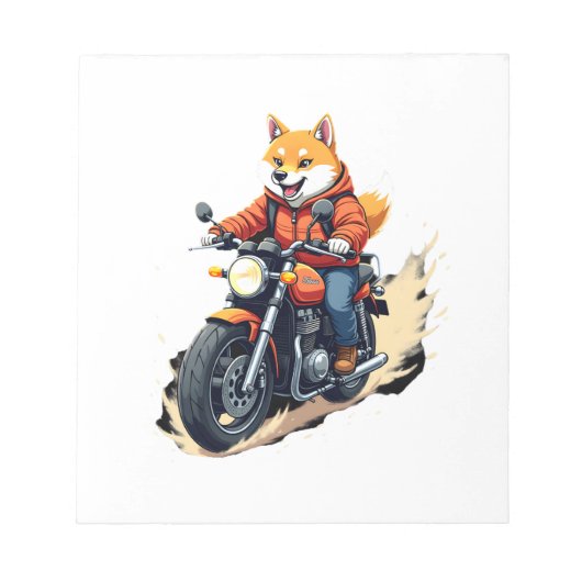 面白いTシャツ、柴犬、バイク、犬、パペット、 ノートパッド (正面)