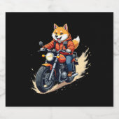 面白いTシャツ、柴犬、バイク、犬、人形、 スパークリングワインラベル (シングルラベル)