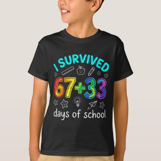 面白いTシャツ 100日間生き残った 67 メメ Tシャツ (正面)