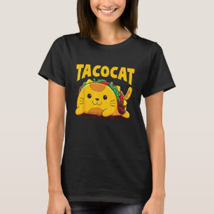 面白いTacocat 逆さまに書くとMexicanのCat Taco Tシャツ