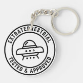 面白いUFOエイリアン宇宙人テスト済み&承認済み キーホルダー (裏面)