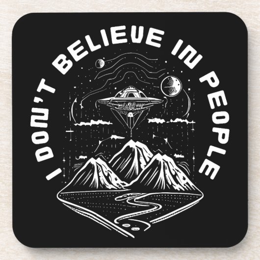 面白いUFOエイリアン+人々の引用 コースター (正面)