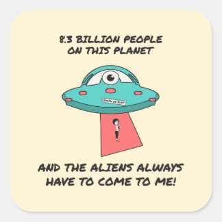 面白いUFOデザインのエイリアン・ステッカー スクエアシール