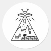 面白いUFO、エリア51、エイリアンの誘拐 ラウンドシール (正面)