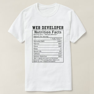 面白いWeb開発者の栄養成分表示 コーディングライフ Tシャツ