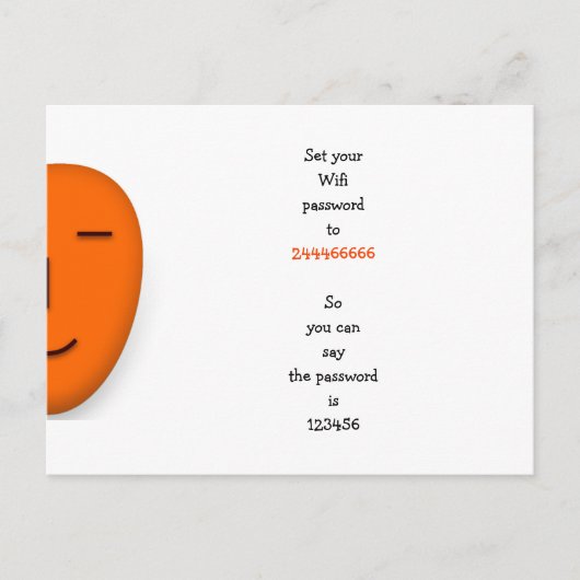 面白いWi-Fiパスワードのアイデア 引用 ユーモア ポストカード (正面)