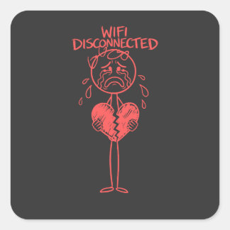 面白いWiFi切断壊れたハートゲーマーメーム スクエアシール