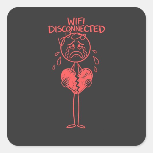 面白いWiFi切断壊れたハートゲーマーメーム スクエアシール (正面)