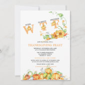 面白いWTF感謝祭の食事 かぼちゃ 招待状 (正面)