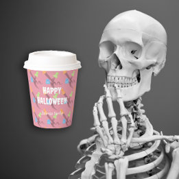 面白おもしろいいハロウィーンの幽霊。カスタマイズ。 紙コップ