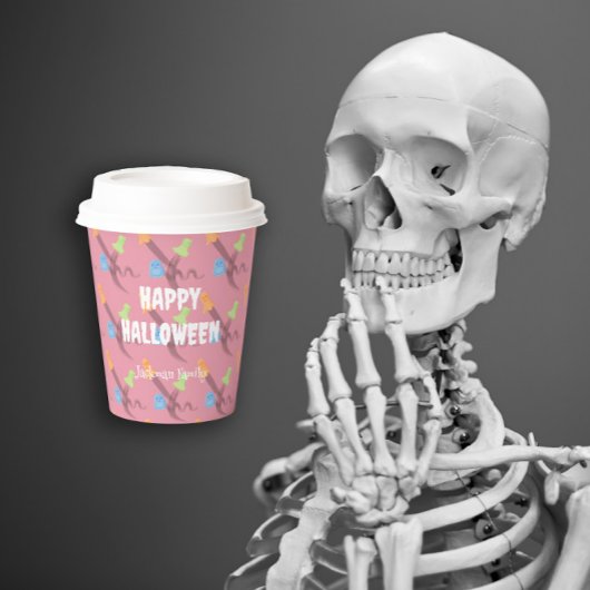 面白おもしろいいハロウィーンの幽霊。カスタマイズ。 紙コップ