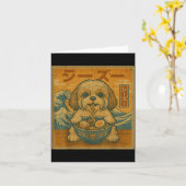 面白かわいいラーメン日本そば柴犬食べる カード (黄色い花)