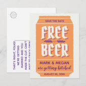 面白くてモダンなビールをテーマにしたSave Dateのポストカード 案内ポストカード (正面/裏面)