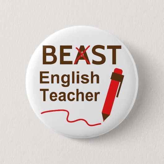 面白くて変な、獣または最高の英語教師 缶バッジ (正面)