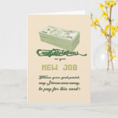 面白くて皮肉な新しい仕事のカード カード (黄色い花)