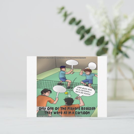 面白くないテニスおもしろい漫画ティーのカードのギフトなど ポストカード (スタンド正面)
