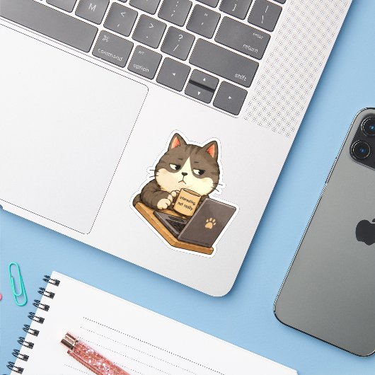 面白くない猫ステッカー シール (ノートパソコンとiPhone)