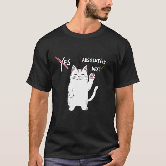 面白くない猫ミーム 笑えない内向型人間 Tシャツ (正面)