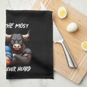 面白くない雄鶏と雄牛の組み合わせの腕が凝視 キッチンタオル (四つ折り)