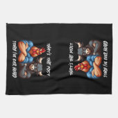 面白くない雄鶏と雄牛の組み合わせの腕が凝視 キッチンタオル (横)