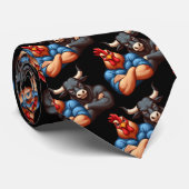 面白くない雄鶏と雄牛の組み合わせの腕が凝視 ネクタイ (ロール)