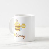 面白く、かわいい蜂の強い漫画 コーヒーマグカップ (正面左)