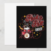面白ロックンロール フォーエバー クールドラマー猫 招待状 (正面/裏面)