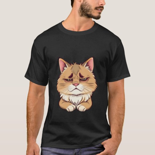 面白可哀れなショウガ猫の疲れた目 ✨🐾🥺 Tシャツ (正面)