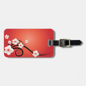 革が付いているパーソナライズな桜の荷物のラベル ラゲッジタグ (正面横)