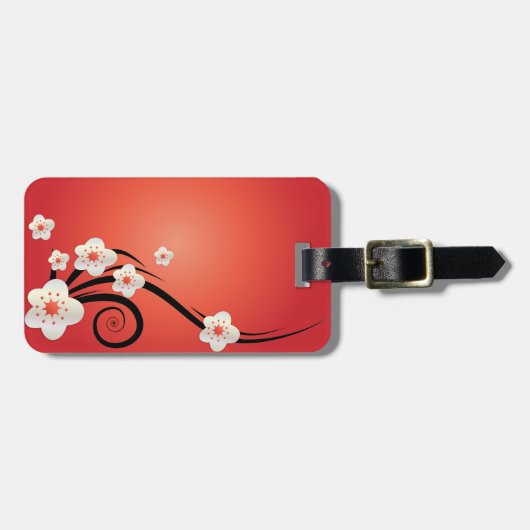 革が付いているパーソナライズな桜の荷物のラベル ラゲッジタグ (正面横)