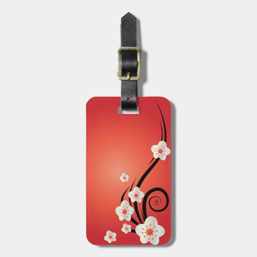 革が付いているパーソナライズな桜の荷物のラベル ラゲッジタグ (正面縦)
