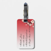 革が付いているパーソナライズな桜の荷物のラベル ラゲッジタグ (裏面縦)